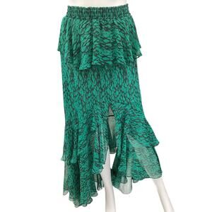 Misa Los Angeles Skirt Womens SZ XS Long Scalloped Ruffle Accents Stretchy Waist